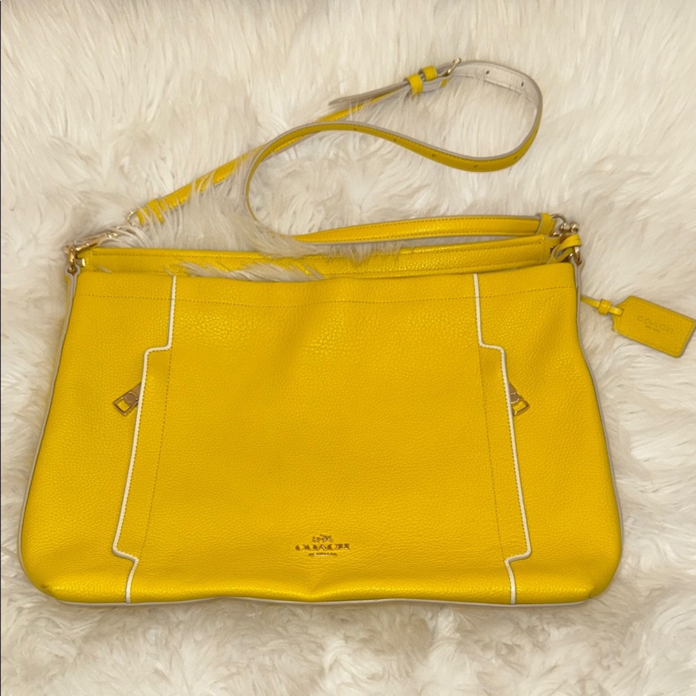 Coach Pebble Leather Yellow Crossbody Bag